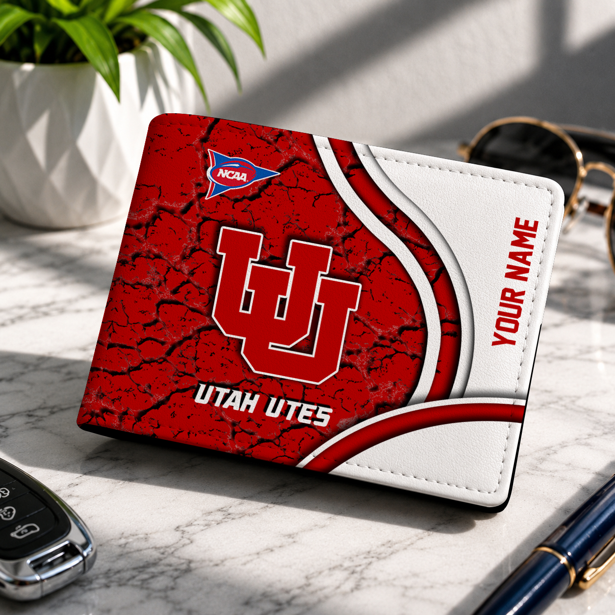 MEGA SALE - NEW CUSTOMIZED NCAA FBS25 UTU UTAH UTES LEATHER WALLET