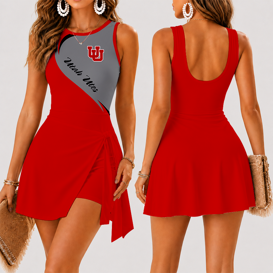 [FAN FAVORITE] NEW CUSTOMIZED NCAA FBS25 UTU UTAH UTES WOMEN'S SUMMER SKORT DRESS