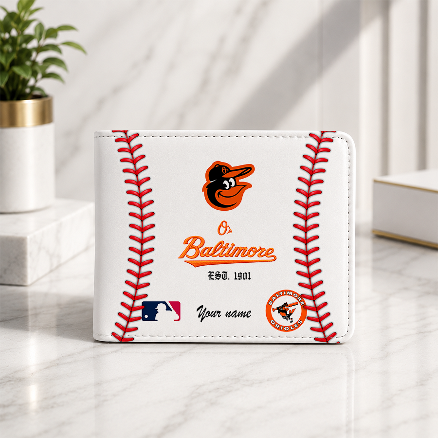 LIMITED EDITION - NEW CUSTOMIZED MLB25 BOS BALTIMORE ORIOLES LEATHER WALLET