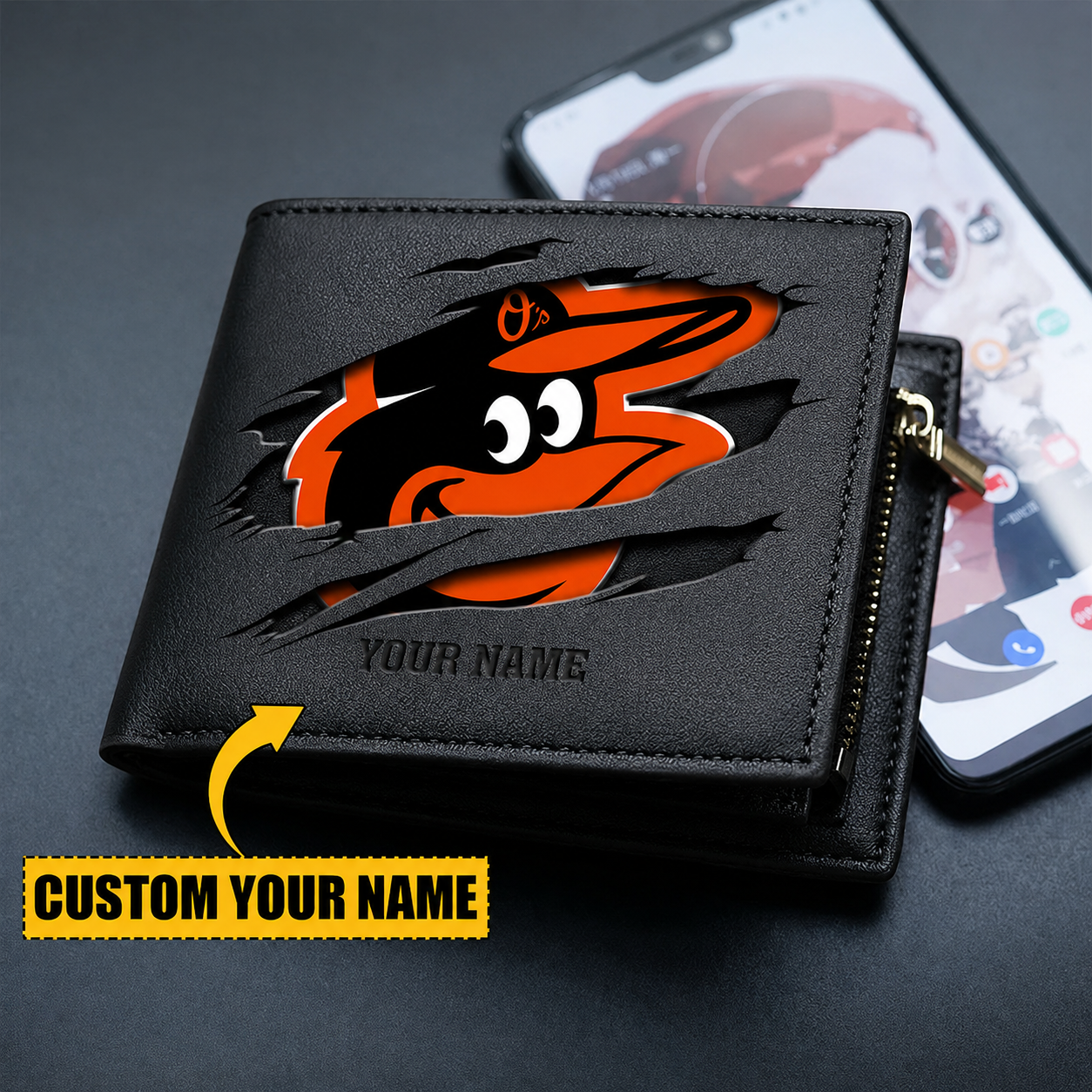 LIMITED EDITION - NEW CUSTOMIZED MLB25 BOS BALTIMORE ORIOLES LEATHER WALLET