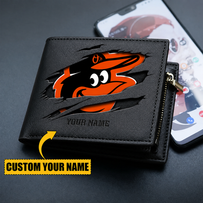 LIMITED EDITION - NEW CUSTOMIZED MLB25 BOS BALTIMORE ORIOLES LEATHER WALLET