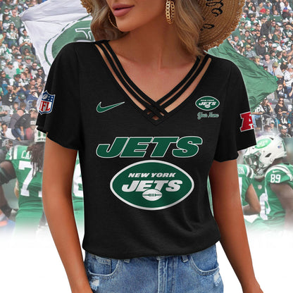 [SPECIAL OFFER] NEW CUSTOMIZED NFL25 NYJ NEW YORK JETS V-NECK SHIRT