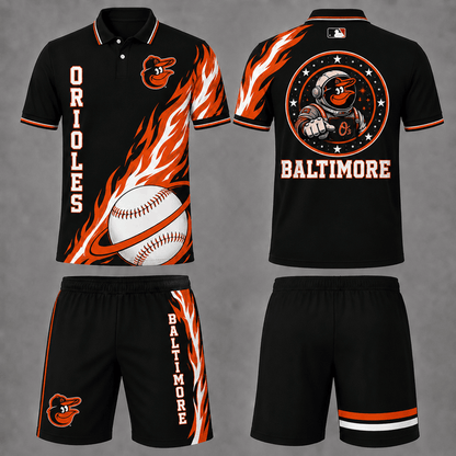 [FLASH SALE] NEW CUSTOMIZED MLB25 BOS BALTIMORE ORIOLES POLO SHIRT & SHORT PANTS SET