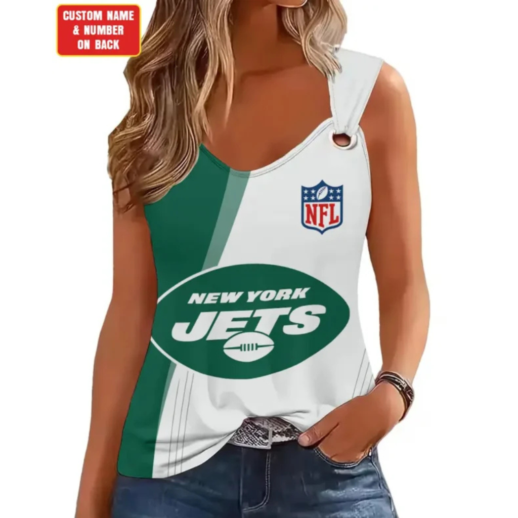 [SPECIAL OFFER] NEW CUSTOMIZED NFL25 NYJ NEW YORK JETS O-RING SHOULDER TANK TOP
