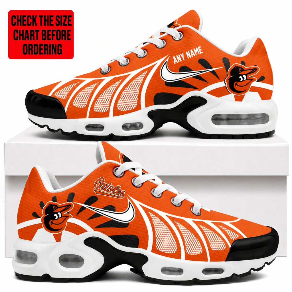 LIMITED EDITION - NEW CUSTOMIZED MLB25 BOS BALTIMORE ORIOLES AIR MAX PLUS SNEAKERS