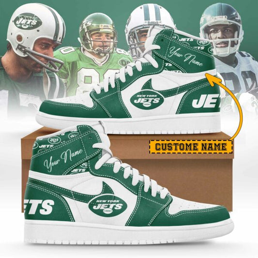 LIMITED EDITION - NEW CUSTOMIZED NFL25 NYJ NEW YORK JETS AIR JORDAN SNEAKERS