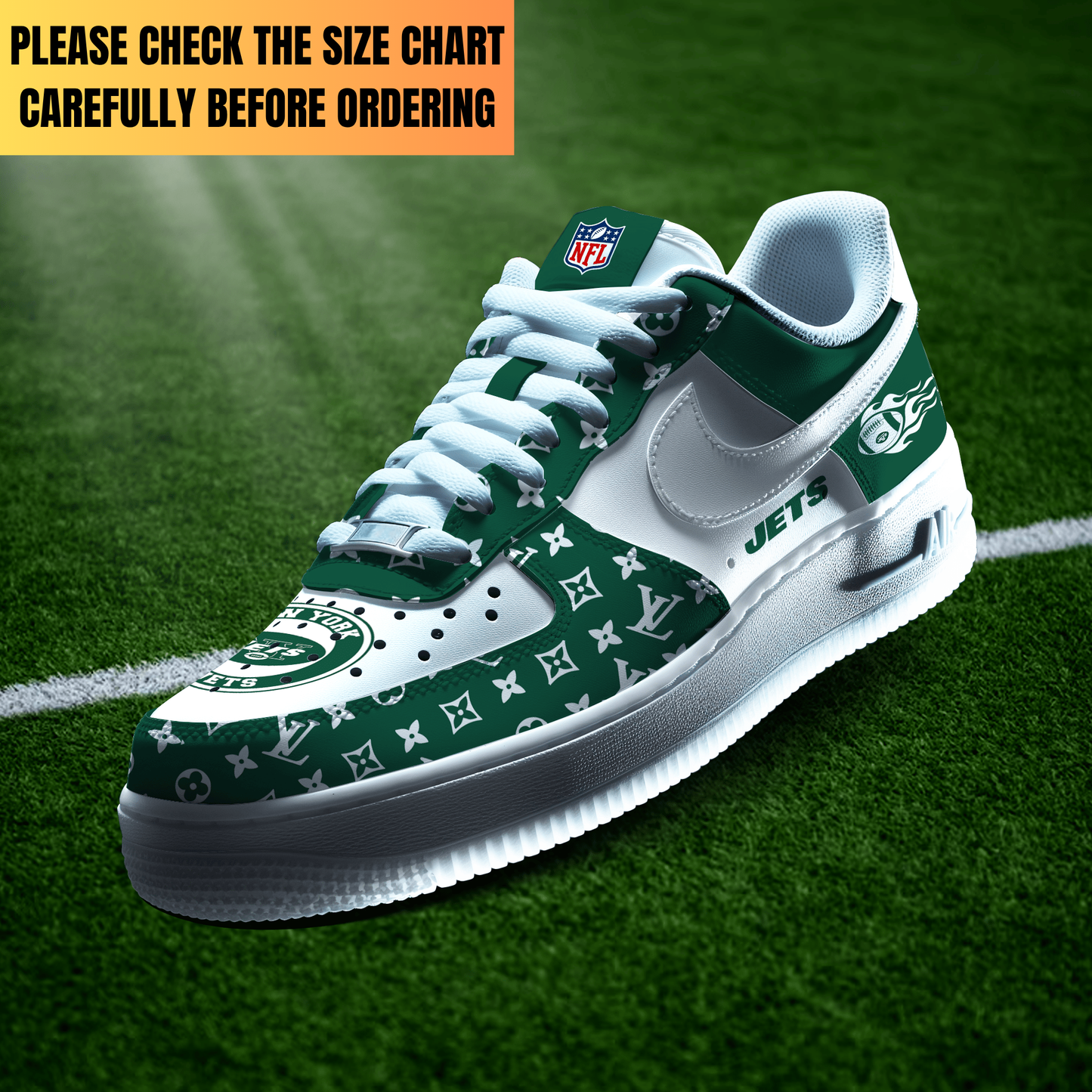 LIMITED EDITION - NEW CUSTOMIZED NFL25 NYJ NEW YORK JETS AF1 SHOES