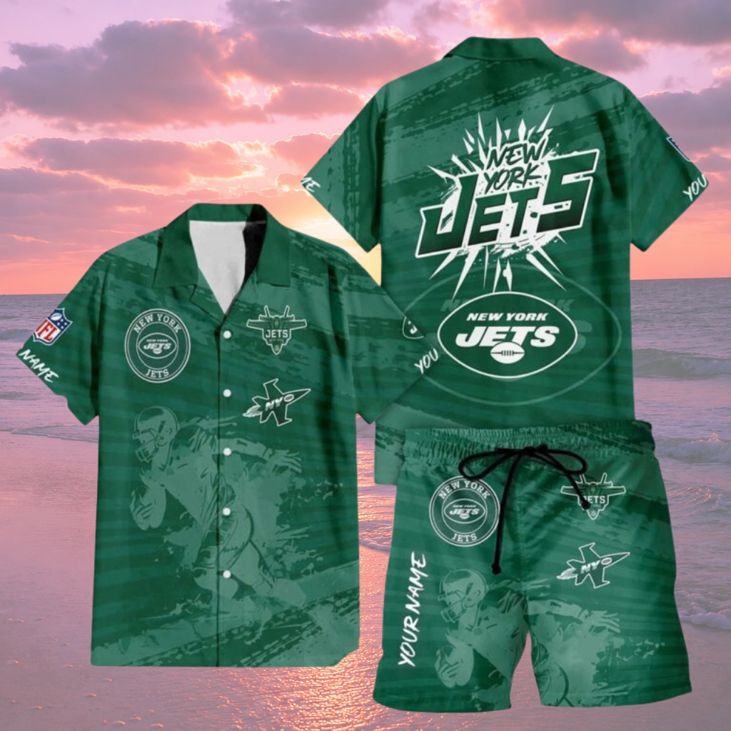 LIMITED EDITION  - NEW CUSTOMIZED NFL25 NYJ NEW YORK JETS UNISEX HAWAIIAN SHIRT & SHORTS SET