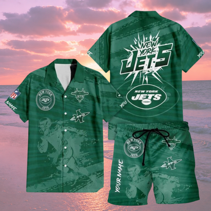LIMITED EDITION  - NEW CUSTOMIZED NFL25 NYJ NEW YORK JETS UNISEX HAWAIIAN SHIRT & SHORTS SET