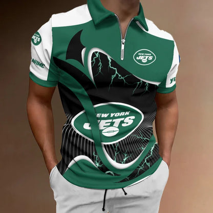 LIMITED EDITION - NEW CUSTOMIZED NFL25 NYJ NEW YORK JETS ZIP POLO SHIRT