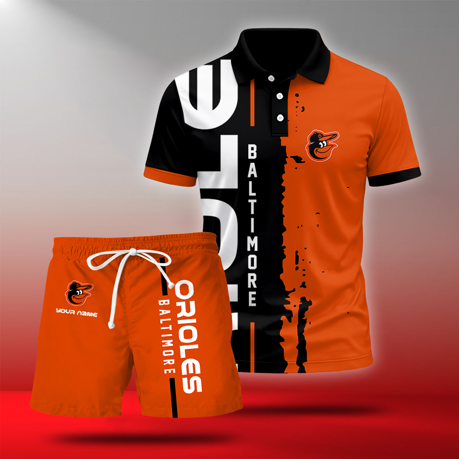 LIMITED EDITION - NEW CUSTOMIZED MLB25 BOS BALTIMORE ORIOLES POLO & SHORT PANTS SET