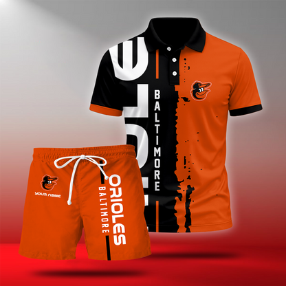 LIMITED EDITION - NEW CUSTOMIZED MLB25 BOS BALTIMORE ORIOLES POLO & SHORT PANTS SET