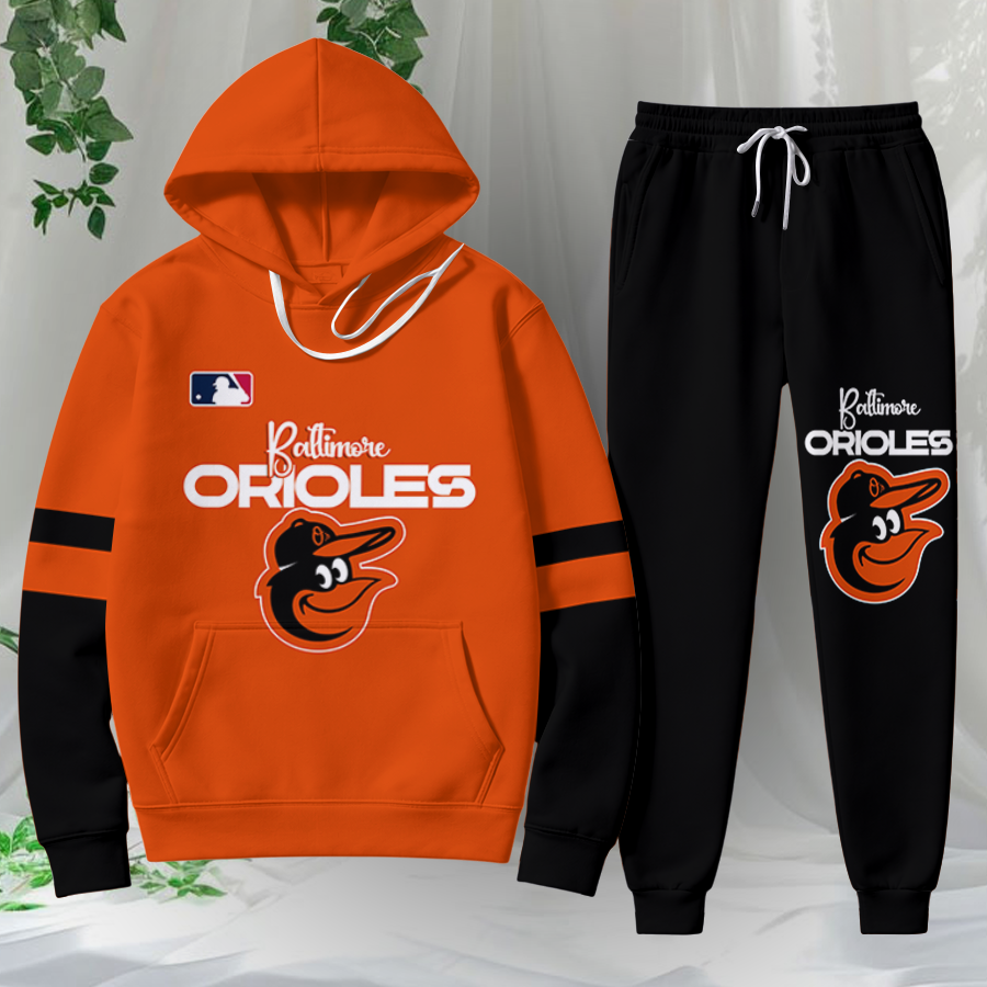 LIMITED EDITION - NEW CUSTOMIZED MLB25 BOS BALTIMORE ORIOLES HOODIE & SWEATPANTS SET