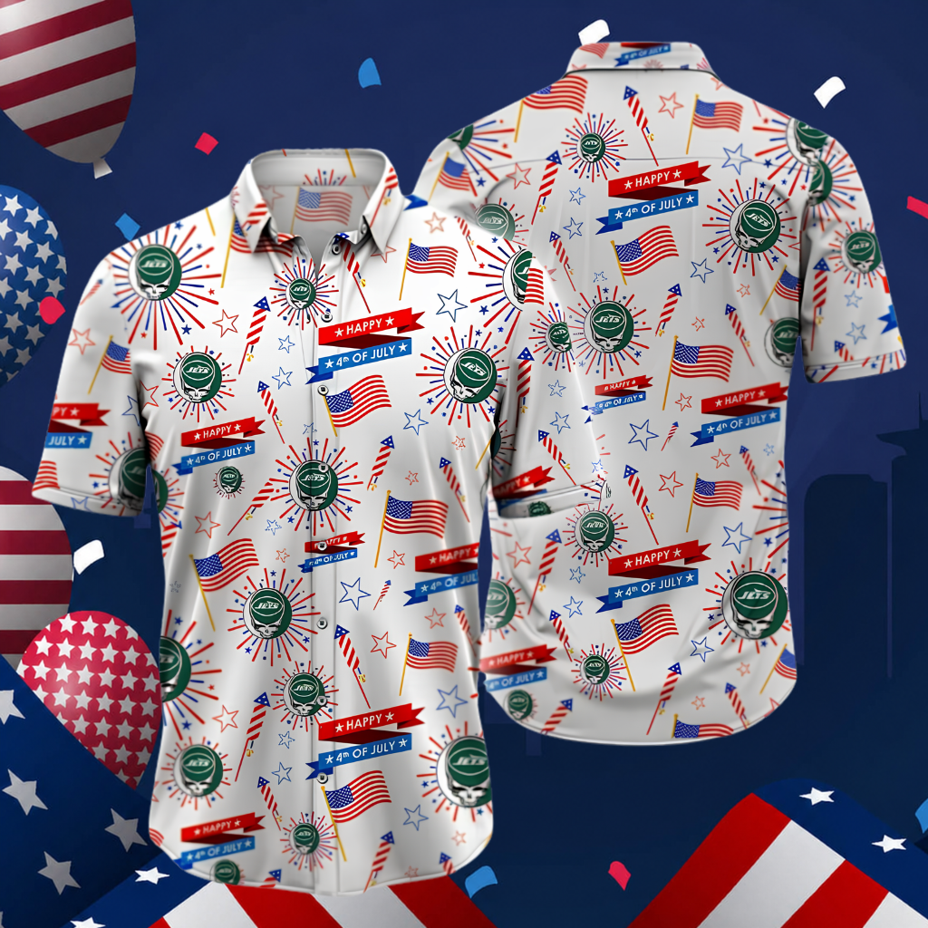 LIMITED EDITION - NEW CUSTOMIZED NFL25 NYJ NEW YORK JETS PATRIOTIC 250 USA HAWAIIAN SHIRT