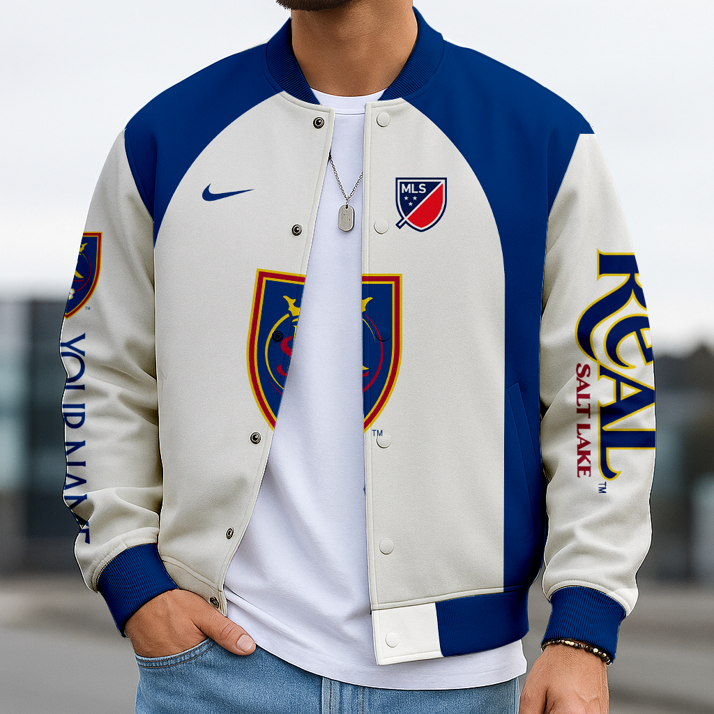 LIMITED EDITION - NEW CUSTOMIZED MLS25 RSL RS LAKE SATIN VARSITY & BASEBALL JACKET