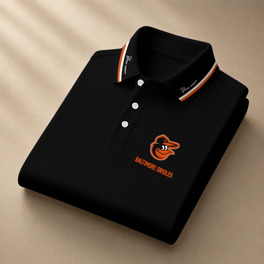 LIMITED EDITION - NEW CUSTOMIZED MLB25 BOS BALTIMORE ORIOLES POLO SHIRT