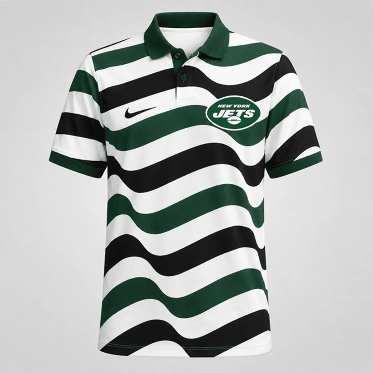 [SPECIAL OFFER] NEW CUSTOMIZED NFL25 NYJ NEW YORK JETS STRIPED POLO SHIRT