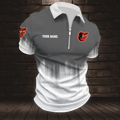 [FLASH SALE] NEW CUSTOMIZED MLB25 BOS BALTIMORE ORIOLES ZIP POLO SHIRT