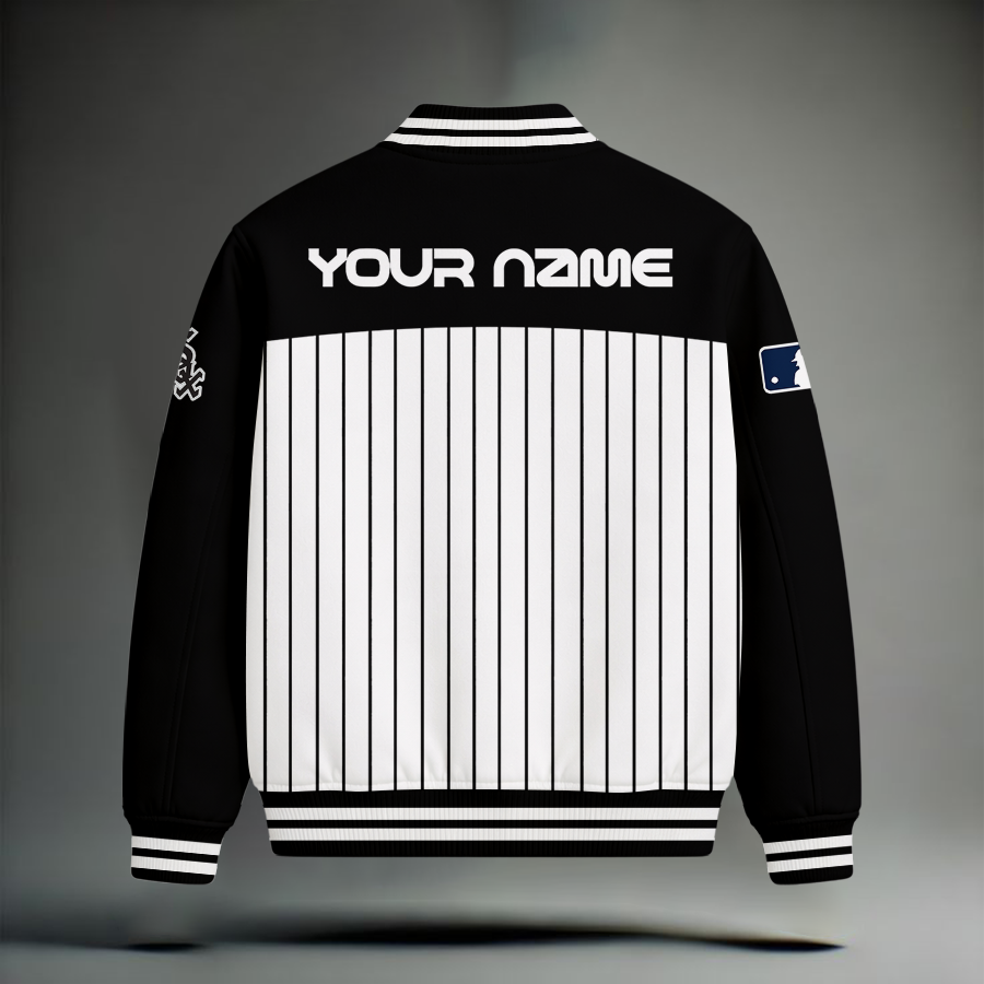 LIMITED EDITION - NEW CUSTOMIZED MLB26 CWS CHICAGO WHITE SOX SNOOPY STYLE SATIN VARSITY & BASEBALL JACKET