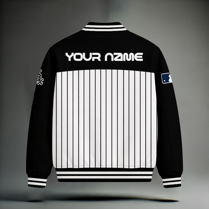 LIMITED EDITION - NEW CUSTOMIZED MLB26 CWS CHICAGO WHITE SOX SNOOPY STYLE SATIN VARSITY & BASEBALL JACKET