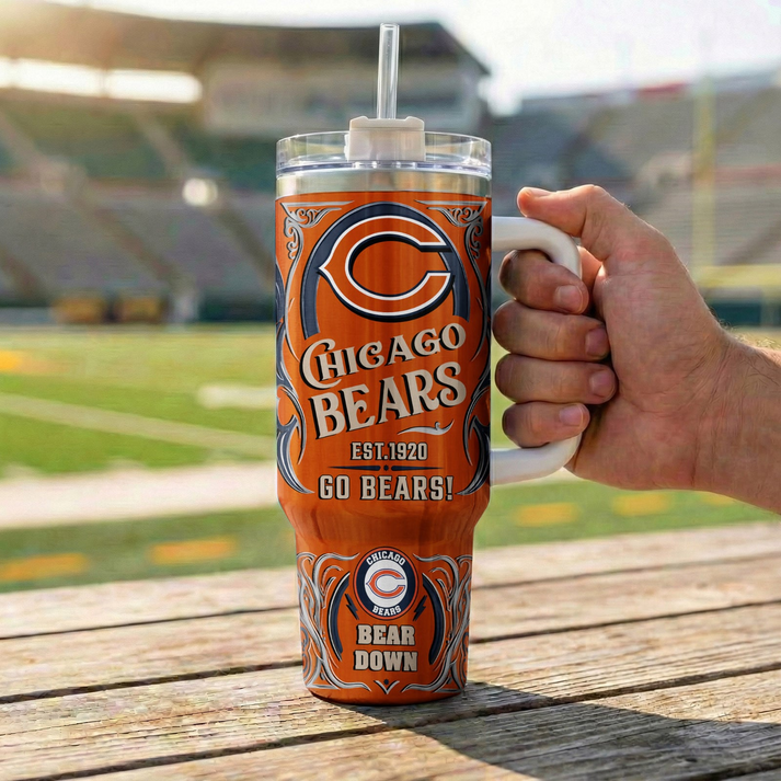 LIMITED EDITION - NEW CUSTOMIZED NFL26 CCB CHICAGO BEARS 40OZ TUMBLER