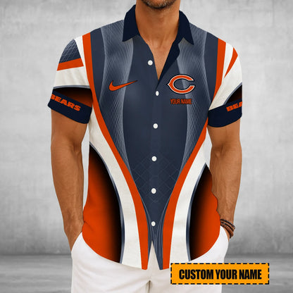 LIMITED EDITION - NEW CUSTOMIZED NFL26 CCB CHICAGO BEARS SHORT SLEEVE BUTTON-UP SHIRT