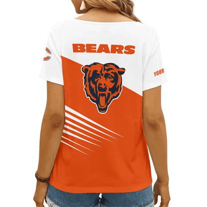 [SPECIAL OFFER] NEW CUSTOMIZED NFL26 CCB CHICAGO BEARS V-NECK FEMALE SHIRT