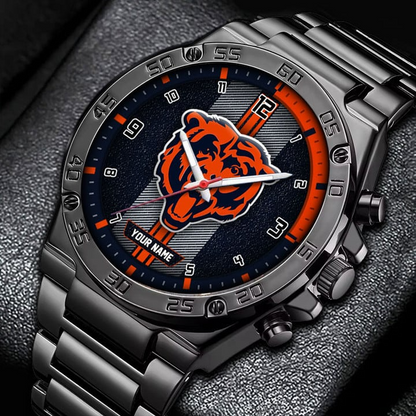 LIMITED EDITION - NEW CUSTOMIZED NFL26 CCB CHICAGO BEARS LUXURY STAINLESS STEEL WATCH