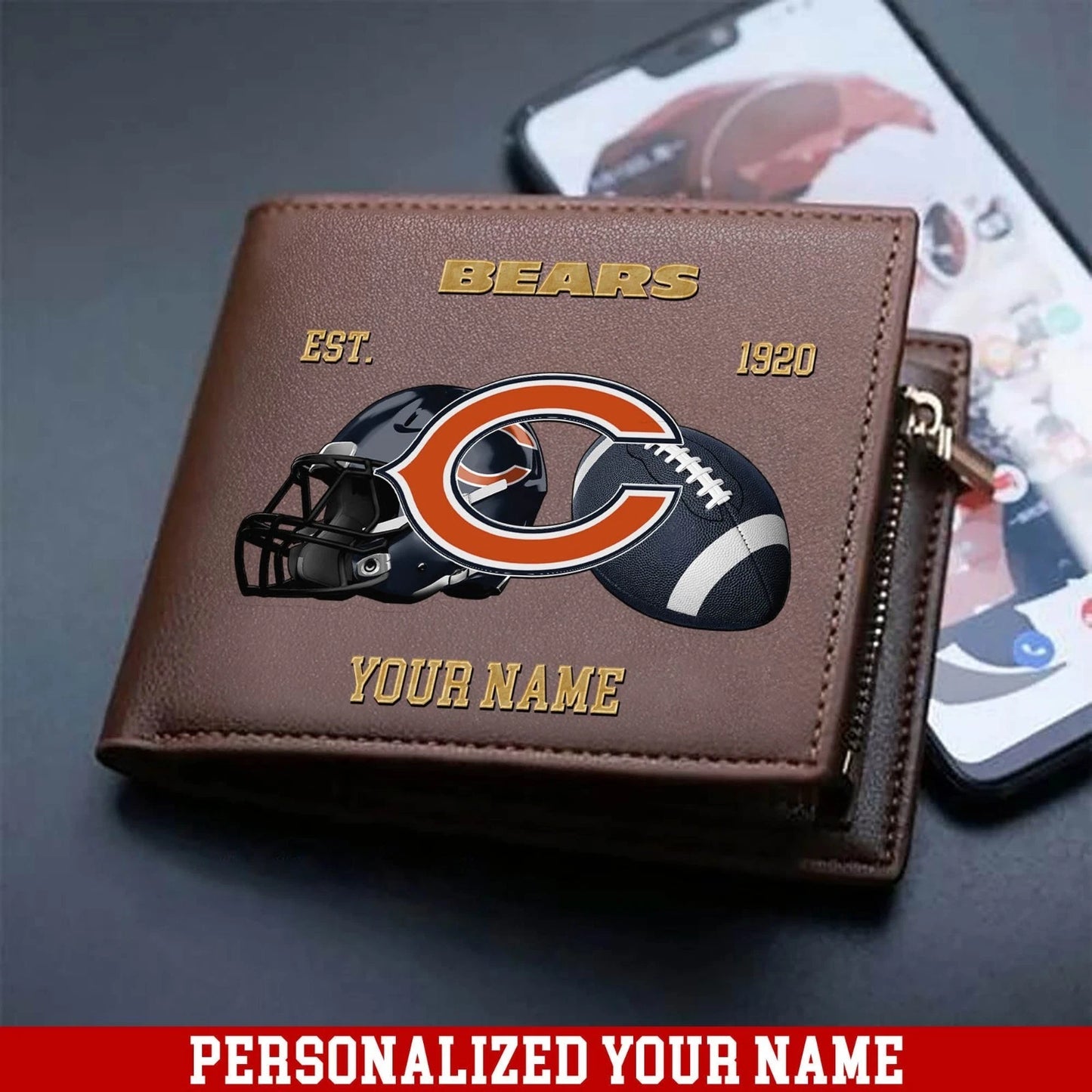 LIMITED EDITION - NEW CUSTOMIZED NFL26 CCB CHICAGO BEARS LEATHER WALLET