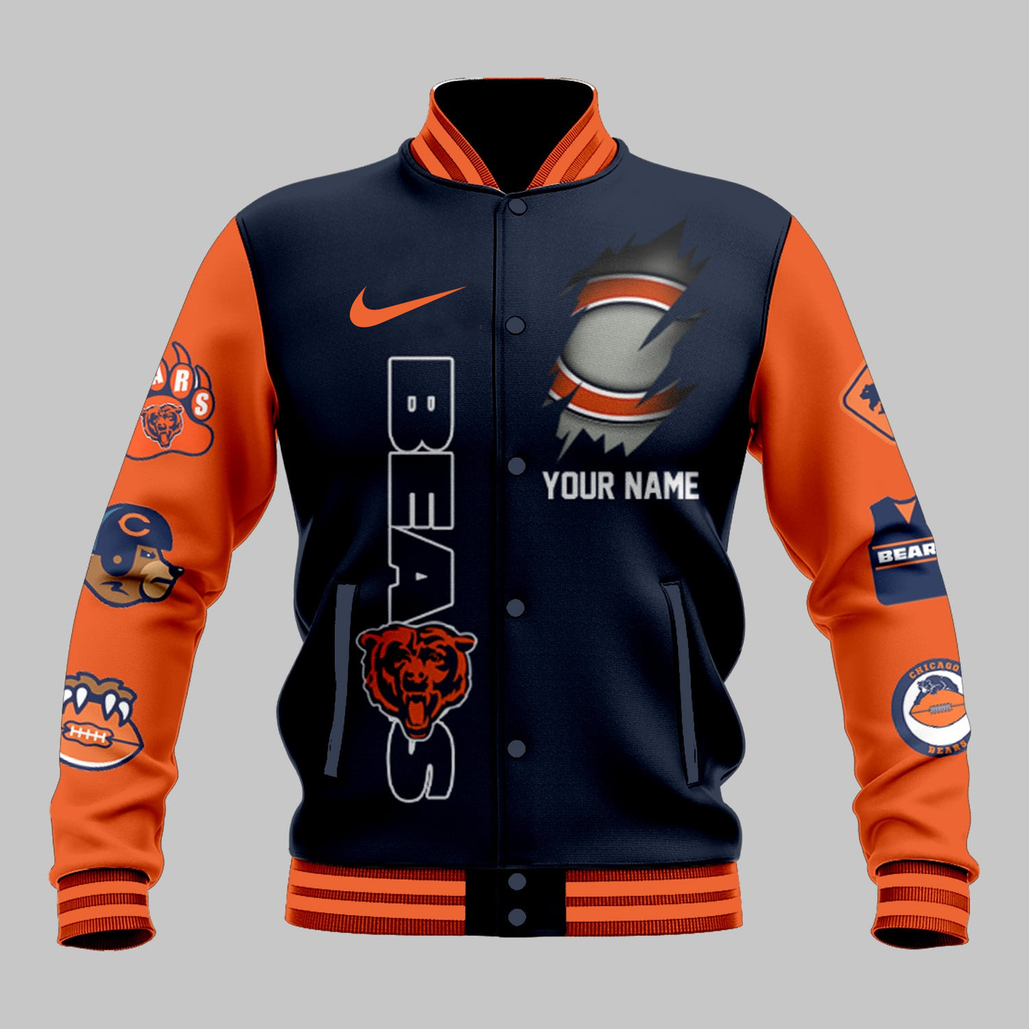 LIMITED EDITION - NEW CUSTOMIZED NFL26 CCB CHICAGO BEARS BASEBALL JACKET