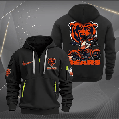 [SPECIAL OFFER] NEW CUSTOMIZED NFL26 CCB CHICAGO BEARS MUTICOLOR QUARTER ZIP HOODIE