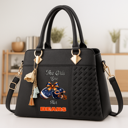 LIMITED EDITION - NEW CUSTOMIZED NFL26 CCB CHICAGO BEARS WOMEN'S ZIP HANDBAG MULTICOLOR