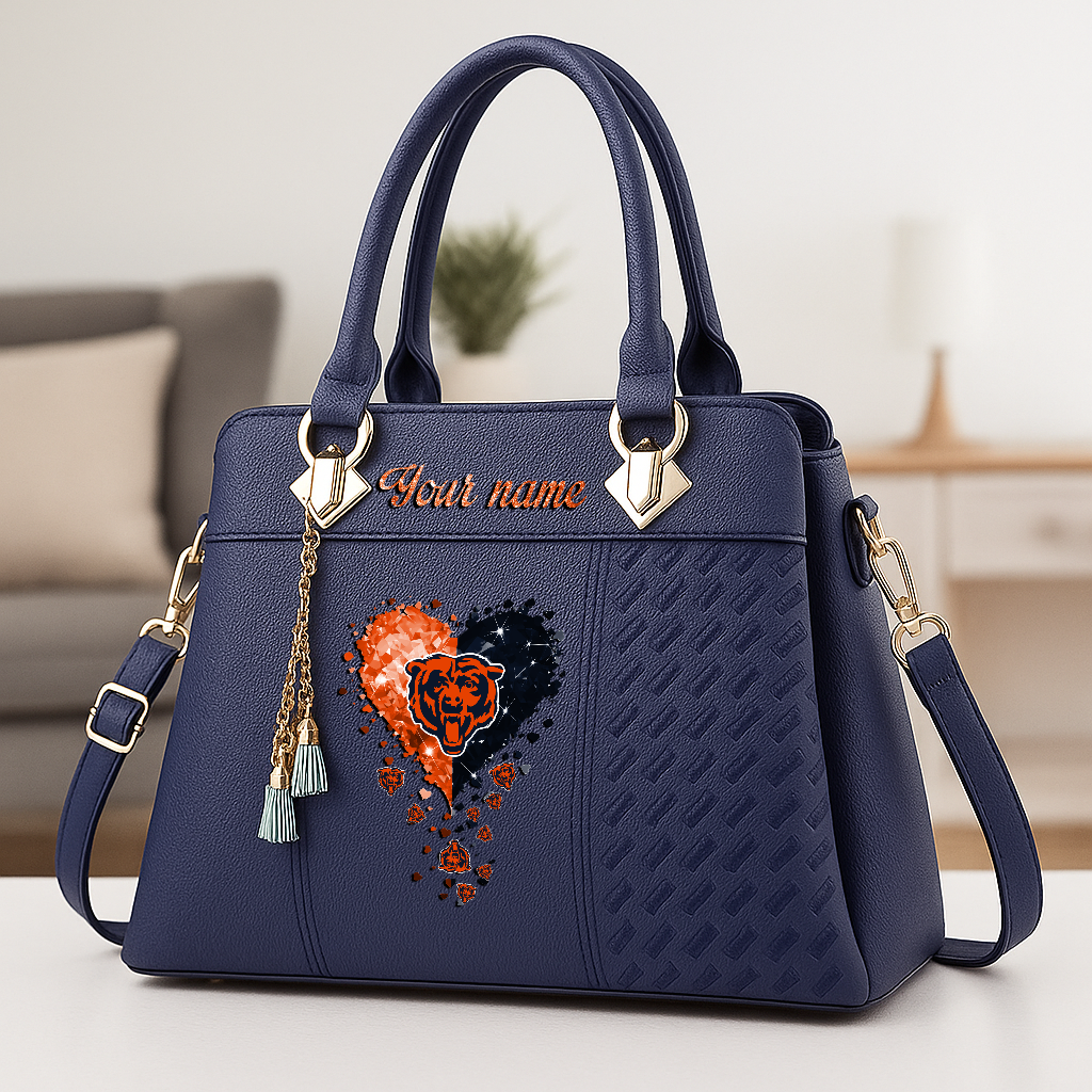 LIMITED EDITION - NEW CUSTOMIZED NFL26 CCB CHICAGO BEARS ZIP HANDBAG MULTICOLOR