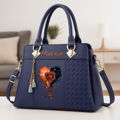 LIMITED EDITION - NEW CUSTOMIZED NFL26 CCB CHICAGO BEARS ZIP HANDBAG MULTICOLOR