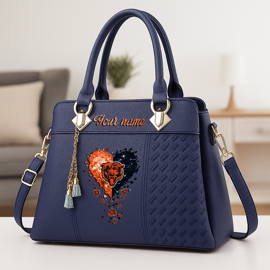 LIMITED EDITION - NEW CUSTOMIZED NFL26 CCB CHICAGO BEARS ZIP HANDBAG MULTICOLOR