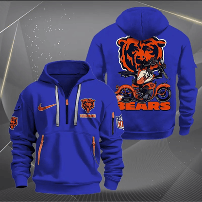 [SPECIAL OFFER] NEW CUSTOMIZED NFL26 CCB CHICAGO BEARS MUTICOLOR QUARTER ZIP HOODIE