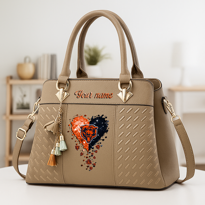 LIMITED EDITION - NEW CUSTOMIZED NFL26 CCB CHICAGO BEARS ZIP HANDBAG MULTICOLOR