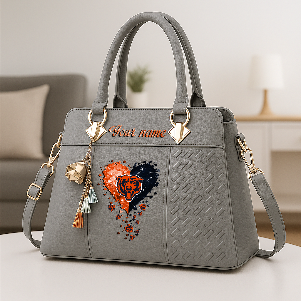 LIMITED EDITION - NEW CUSTOMIZED NFL26 CCB CHICAGO BEARS ZIP HANDBAG MULTICOLOR