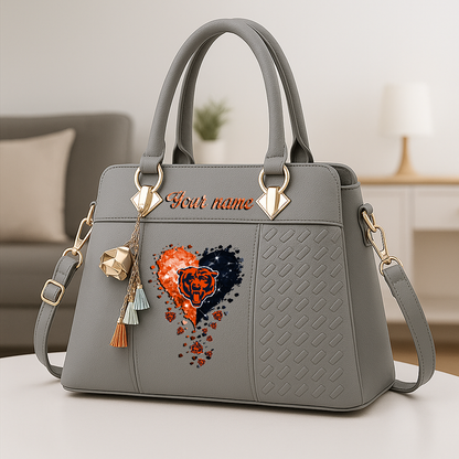 LIMITED EDITION - NEW CUSTOMIZED NFL26 CCB CHICAGO BEARS ZIP HANDBAG MULTICOLOR
