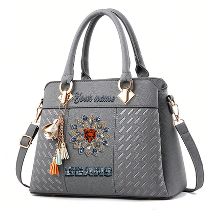 LIMITED EDITION - NEW CUSTOMIZED NFL26 CCB CHICAGO BEARS WOMEN'S ZIP HANDBAG MULTICOLOR