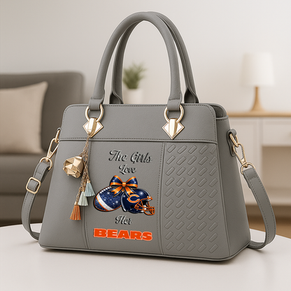 LIMITED EDITION - NEW CUSTOMIZED NFL26 CCB CHICAGO BEARS WOMEN'S ZIP HANDBAG MULTICOLOR