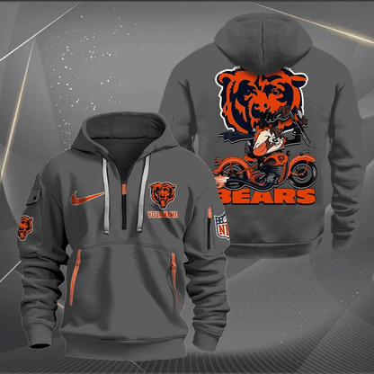[SPECIAL OFFER] NEW CUSTOMIZED NFL26 CCB CHICAGO BEARS MUTICOLOR QUARTER ZIP HOODIE