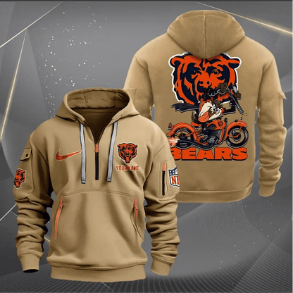 [SPECIAL OFFER] NEW CUSTOMIZED NFL26 CCB CHICAGO BEARS MUTICOLOR QUARTER ZIP HOODIE