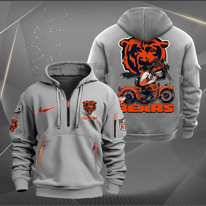 [SPECIAL OFFER] NEW CUSTOMIZED NFL26 CCB CHICAGO BEARS MUTICOLOR QUARTER ZIP HOODIE