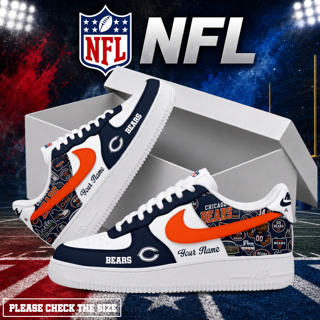 LIMITED EDITION - NEW CUSTOMIZED NFL26 CCB CHICAGO BEARS AF1 SHOES