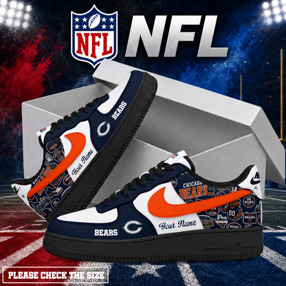LIMITED EDITION - NEW CUSTOMIZED NFL26 CCB CHICAGO BEARS AF1 SHOES