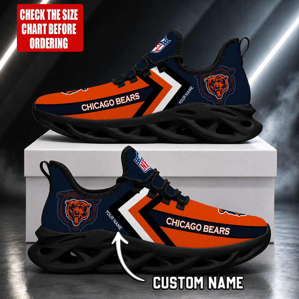 LIMITED EDITION - NEW CUSTOMIZED NFL26 CCB CHICAGO BEARS UNISEX MAX SOUL SHOES