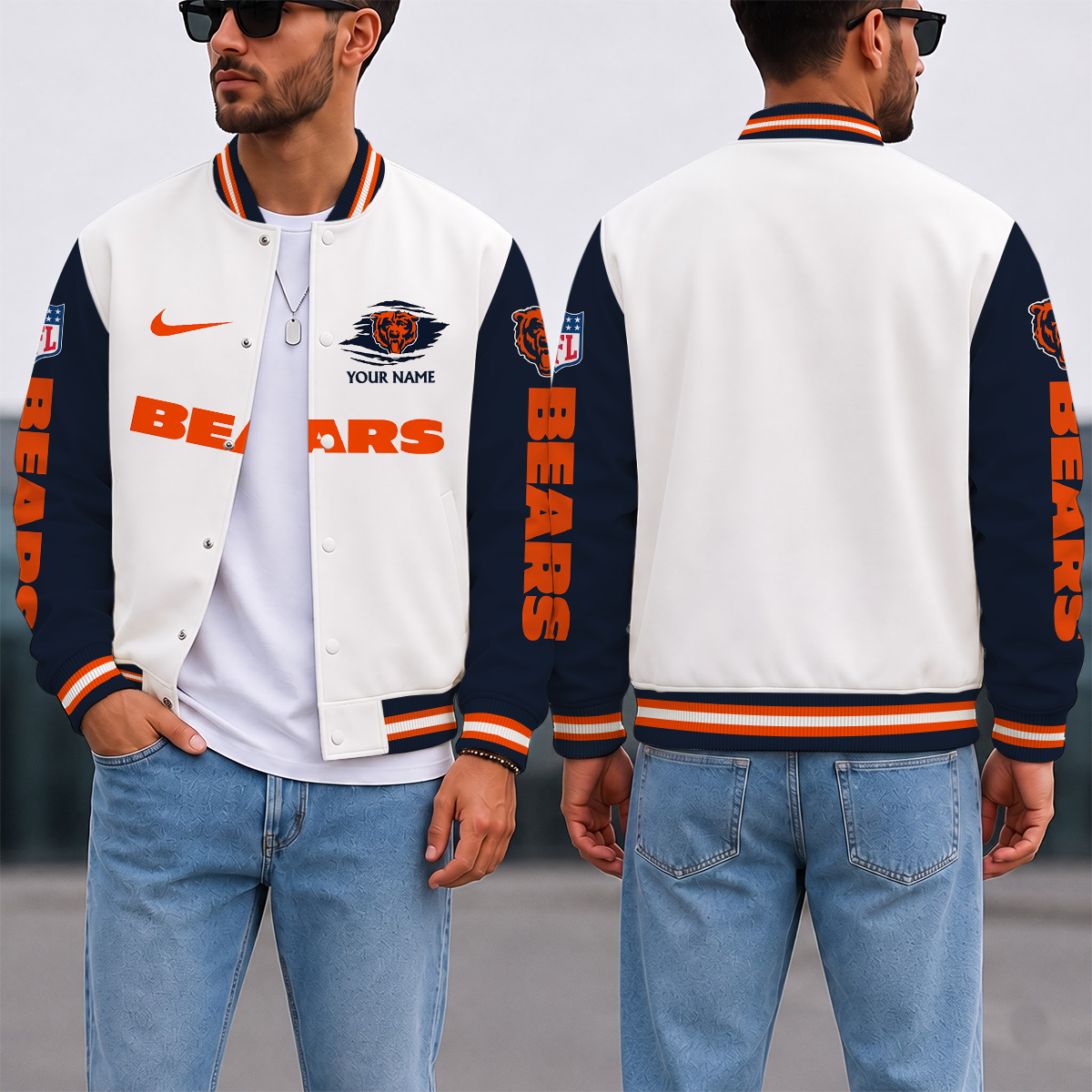 ELITE EDITION - NEW CUSTOMIZED NFL26 CCB CHICAGO BEARS SATIN VARSITY & BASEBALL JACKET