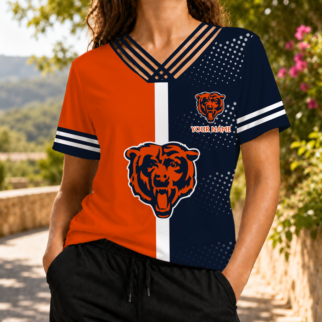 LIMITED EDITION - NEW CUSTOMIZED NFL26 CCB CHICAGO BEARS V-NECK SHIRT