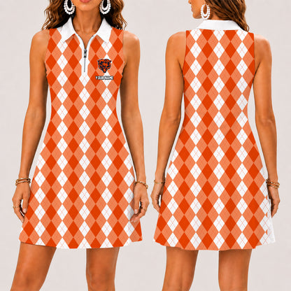 [SPECIAL OFFER] NEW CUSTOMIZED NFL26 CCB CHICAGO BEARS WOMEN'S ZIP SLEEVELESS POLO DRESS